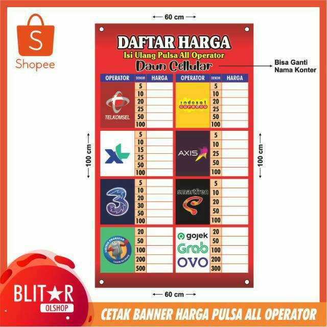 Banner Daftar Harga Pulsa - KibrisPDR