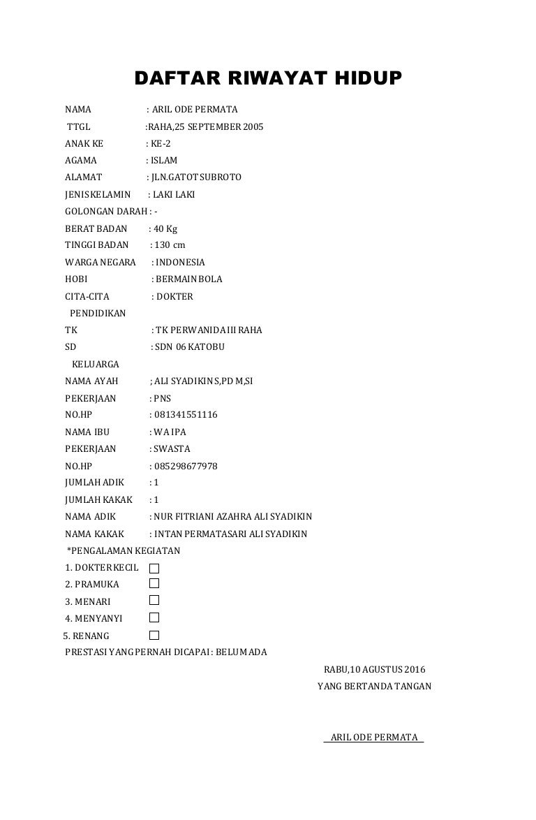 Detail Foto Daftar Riwayat Hidup Nomer 27