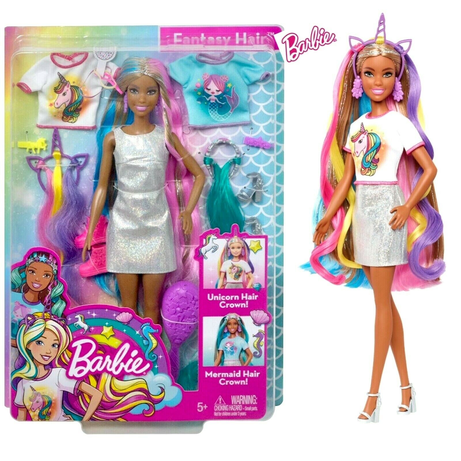 Detail Barbie Fantasy Hair Doll With Mermaid And Unicorn Looks Nomer 23