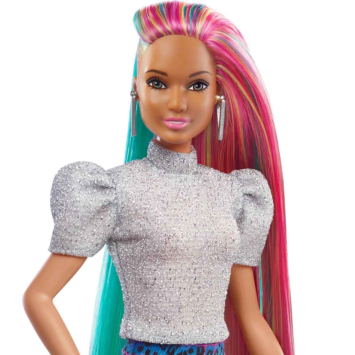 Detail Barbie Leopard Rainbow Hair Nomer 18