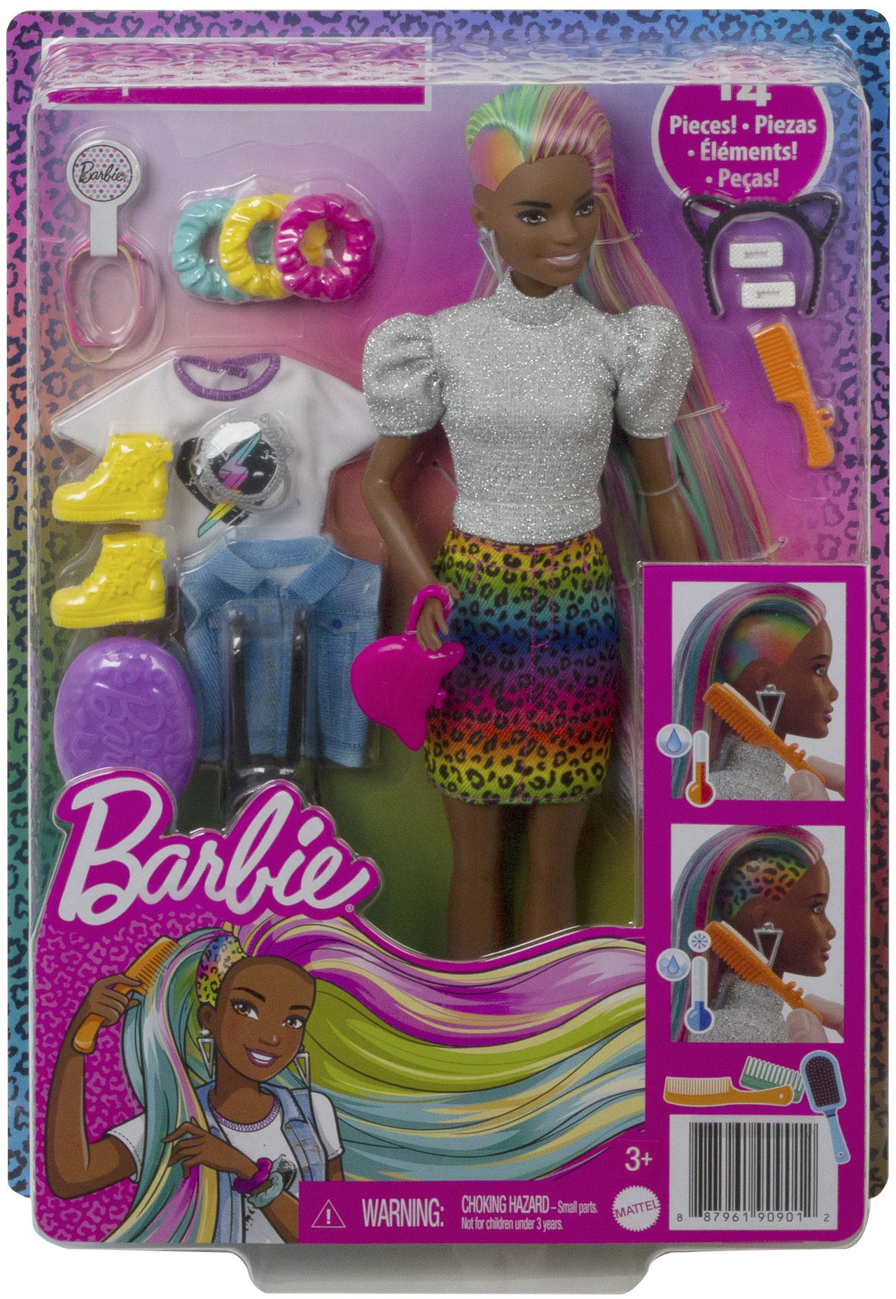 Detail Barbie Leopard Rainbow Hair Nomer 4