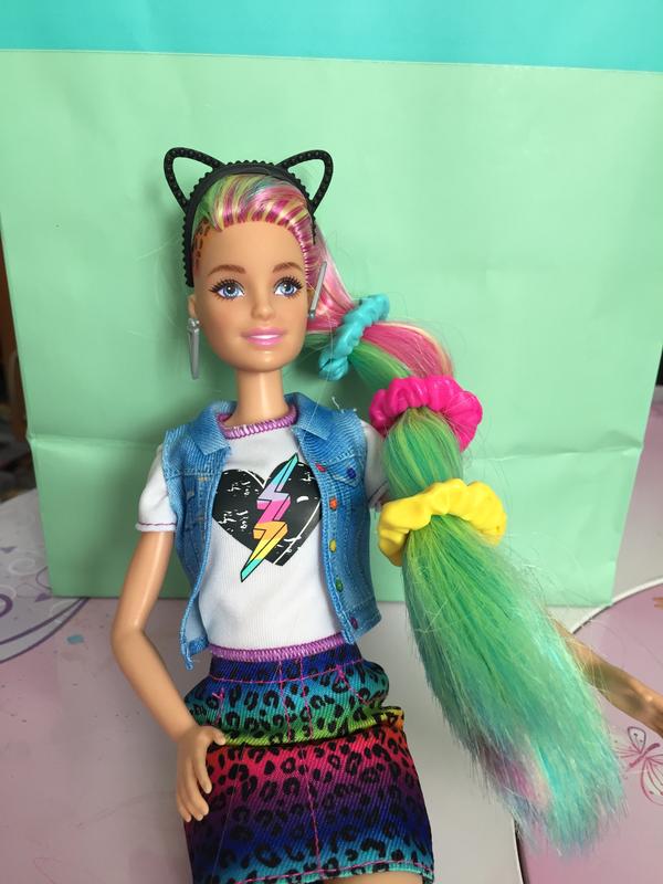 Detail Barbie Leopard Rainbow Hair Nomer 31