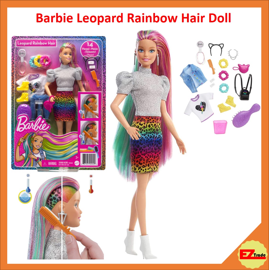 Detail Barbie Leopard Rainbow Hair Nomer 57