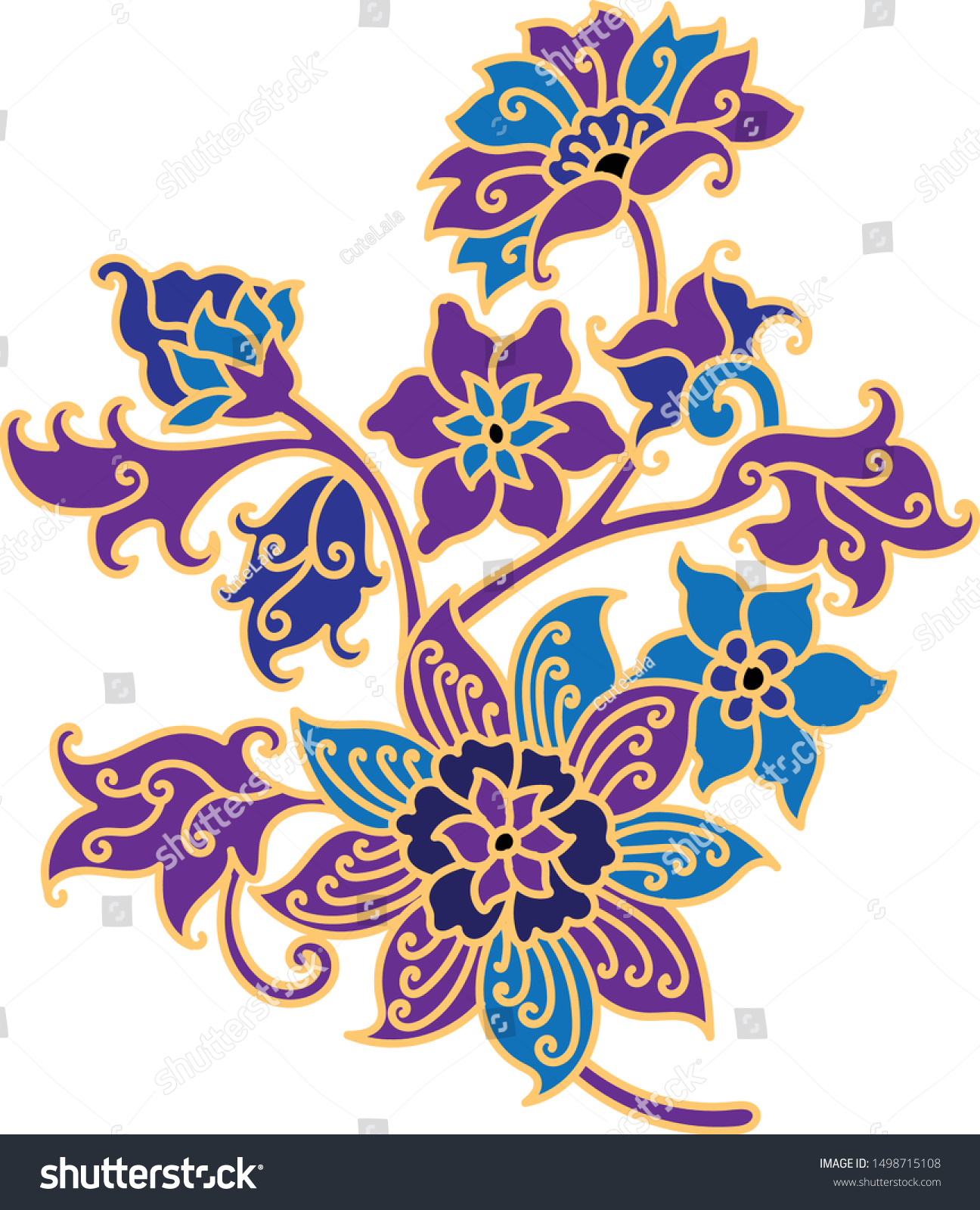 Detail Batik Flower Vector Nomer 2