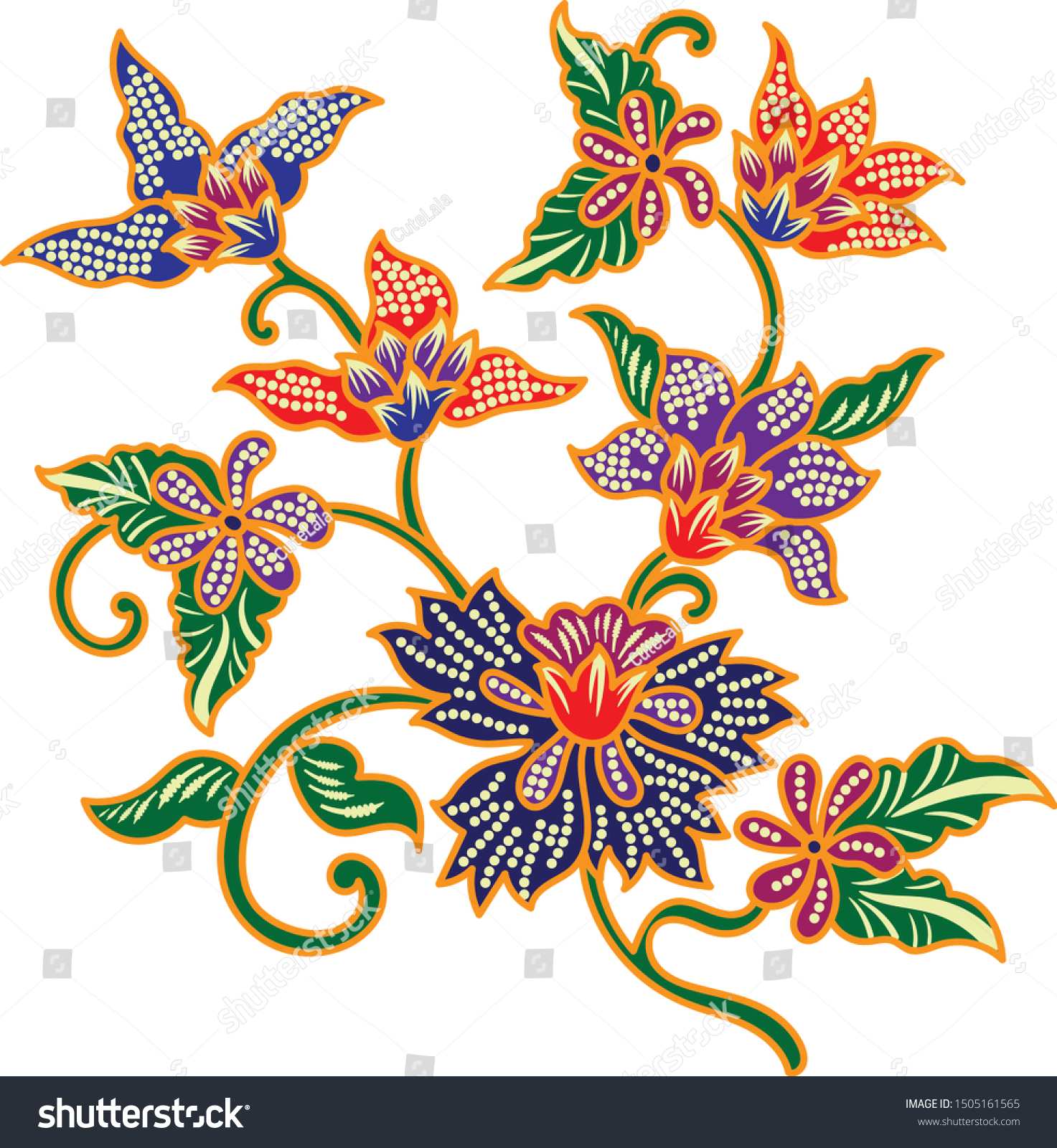 Detail Batik Flower Vector Nomer 21