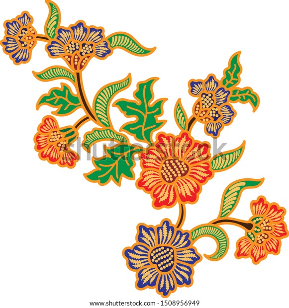 Detail Batik Flower Vector Nomer 5