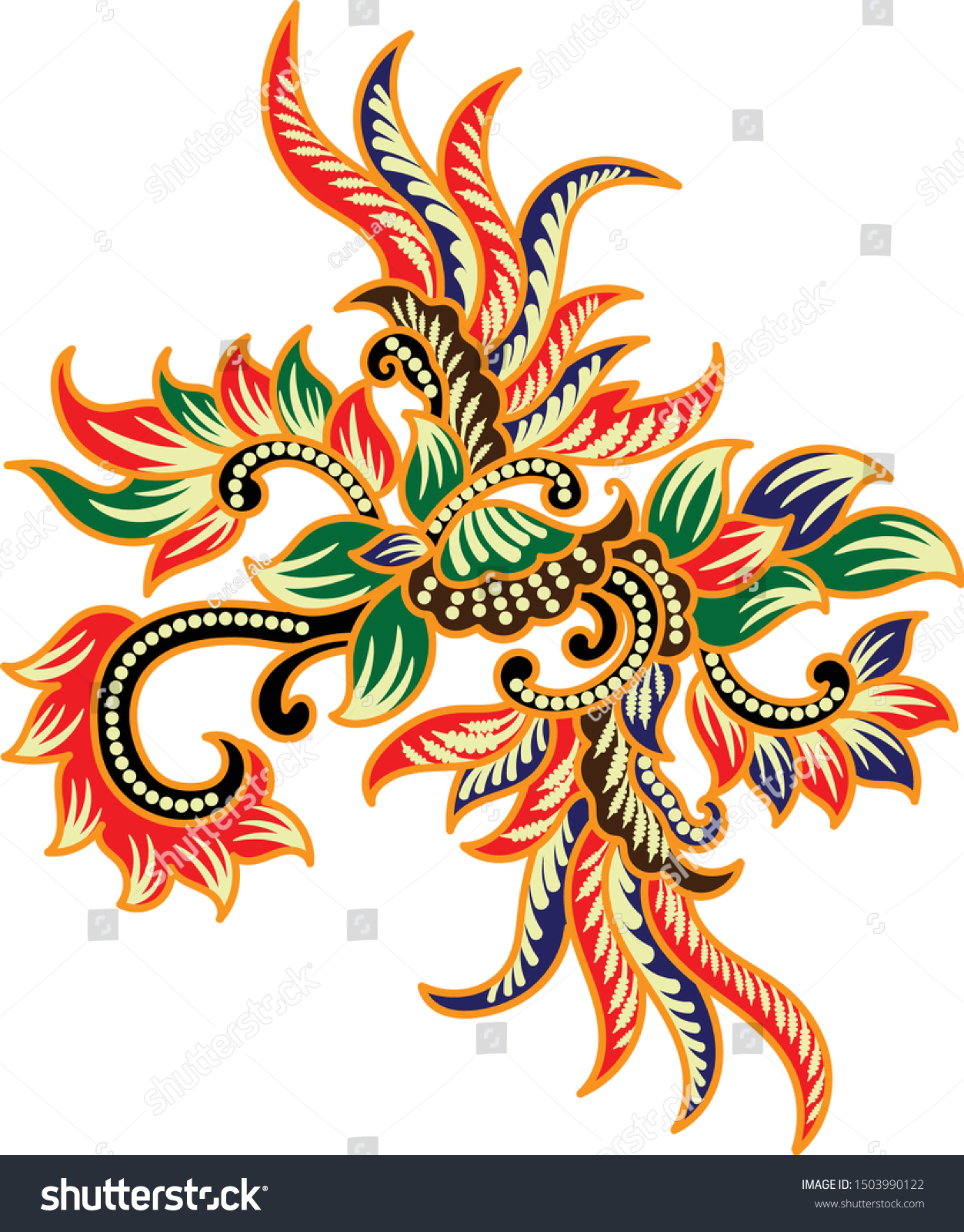 Detail Batik Flower Vector Nomer 44