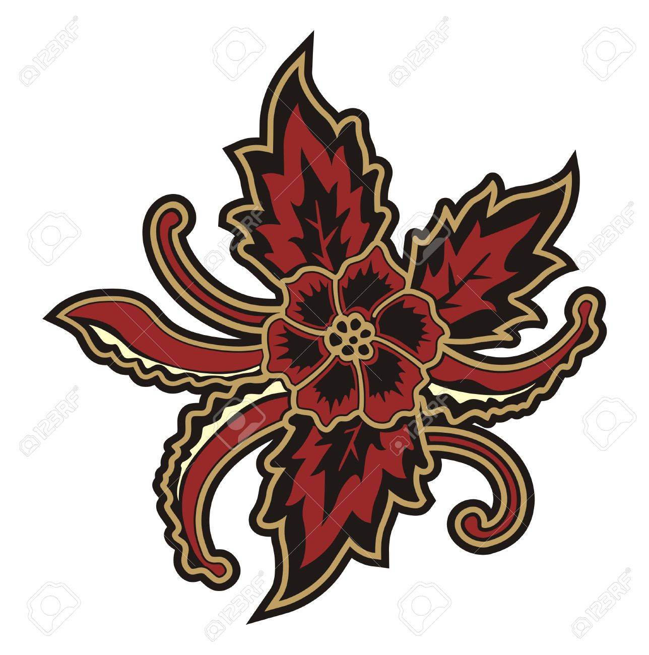 Detail Batik Flower Vector Nomer 6