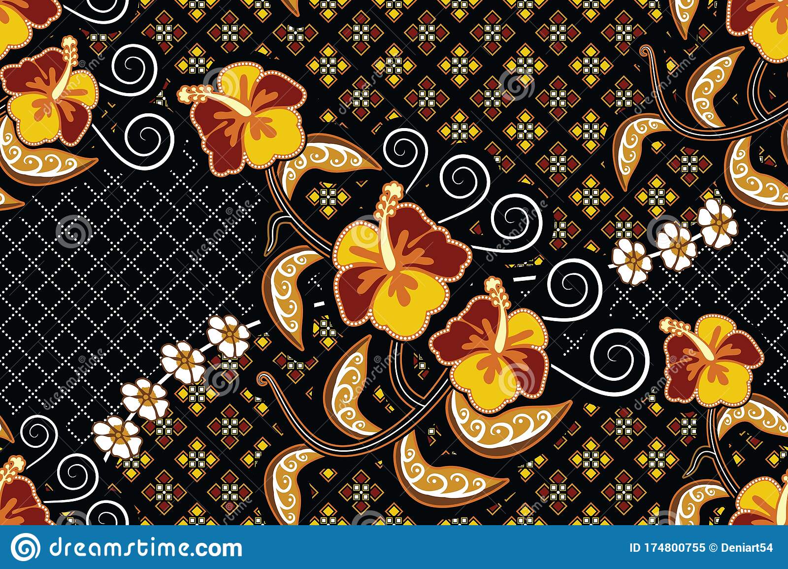 Detail Batik Flower Vector Nomer 58
