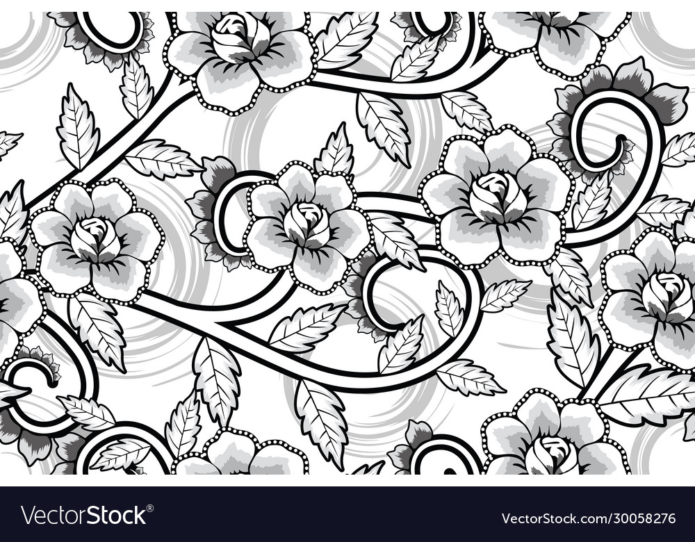 Detail Batik Flower Vector Nomer 7