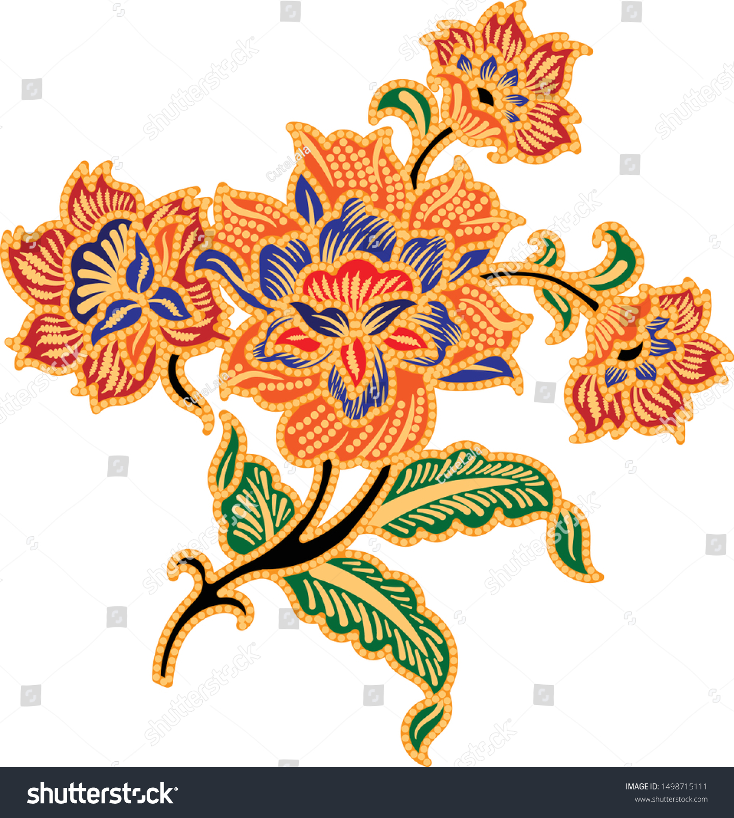 Detail Batik Flower Vector Nomer 9