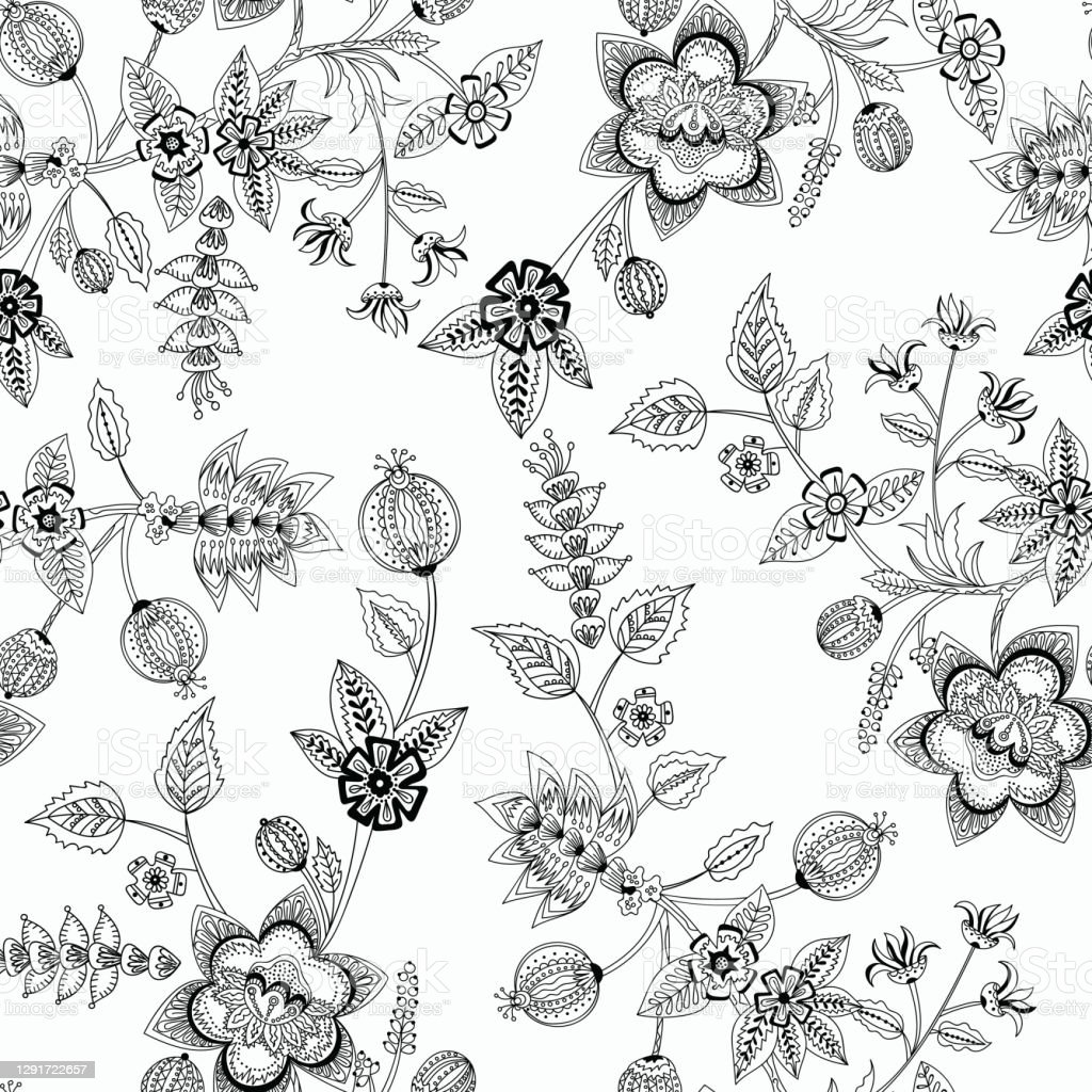 Detail Batik Pattern Vector Black And White Nomer 43