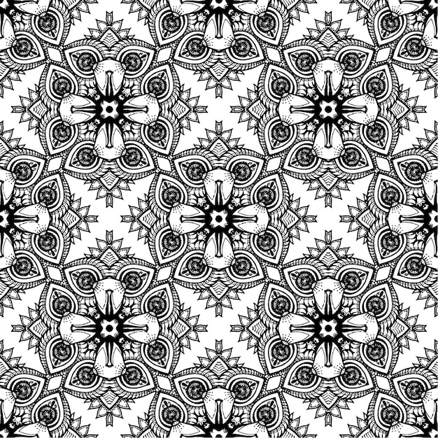 Detail Batik Pattern Vector Black And White Nomer 6