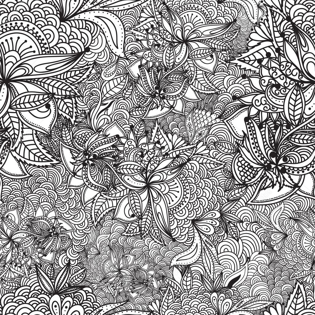 Detail Batik Pattern Vector Black And White Nomer 10