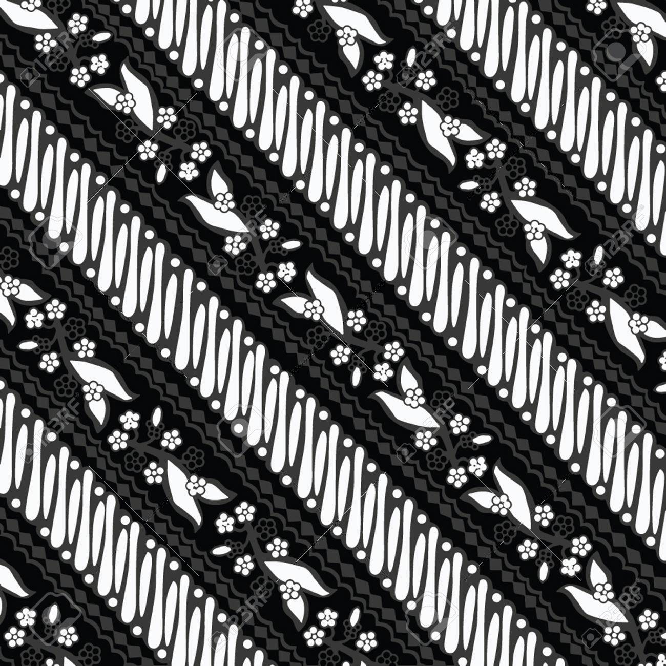 Detail Batik Vector Black White Nomer 14