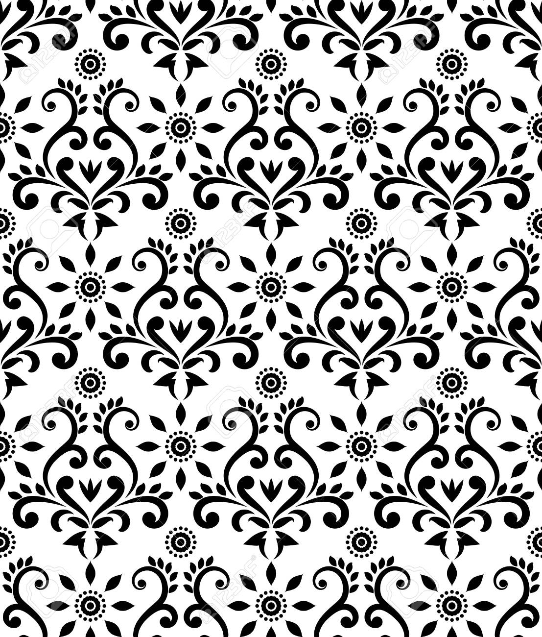 Detail Batik Vector Black White Nomer 17