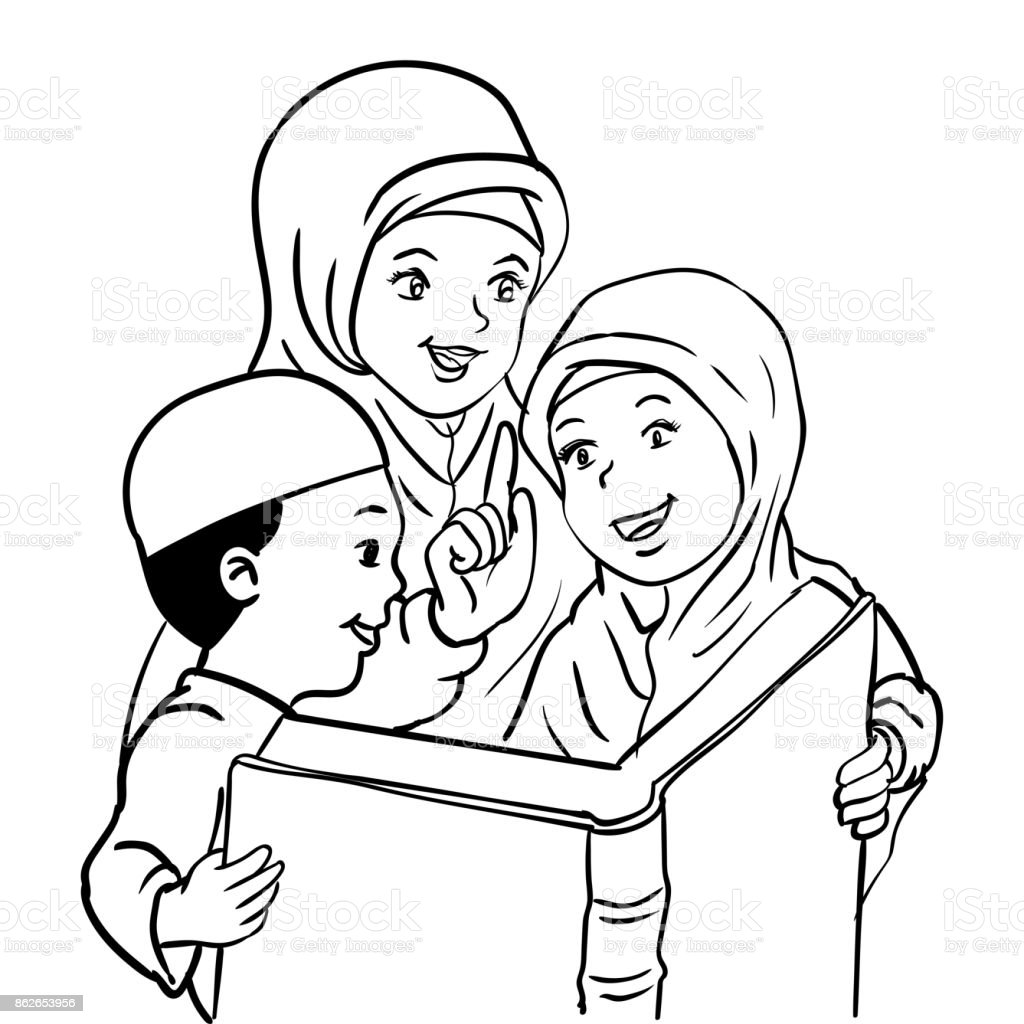 Detail Foto Gambar Kartun Muslim Hitam Putih Nomer 3