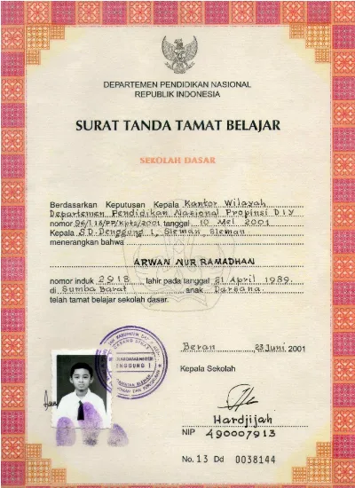 Detail Foto Ijazah Sd Nomer 12