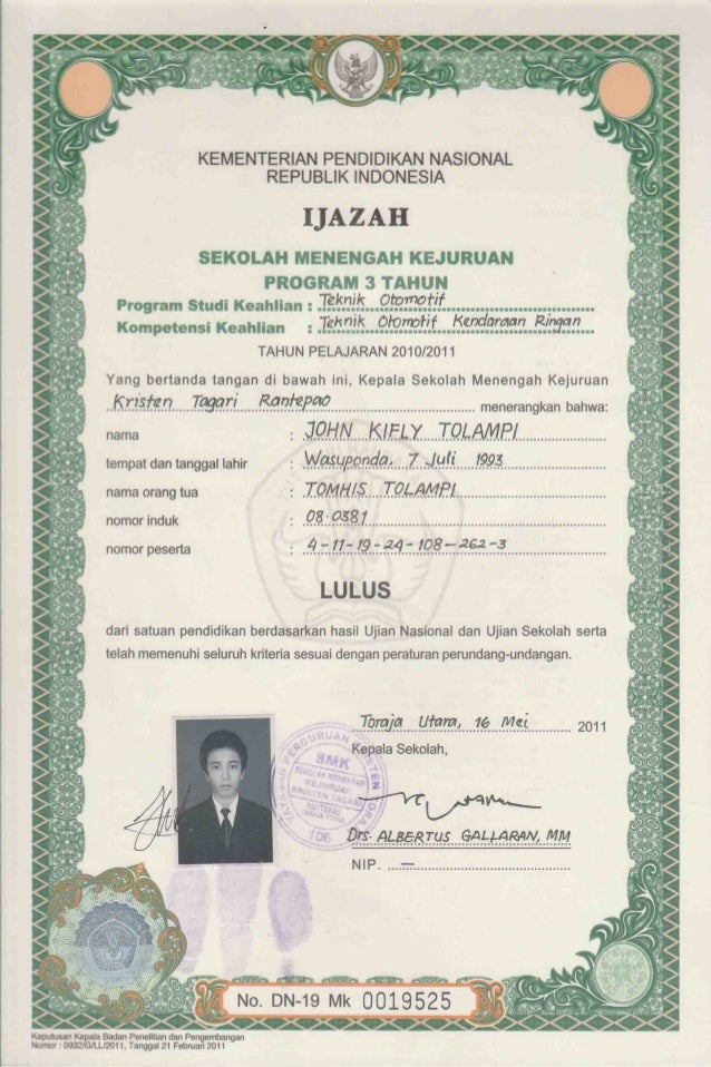 Foto Ijazah Smk - KibrisPDR