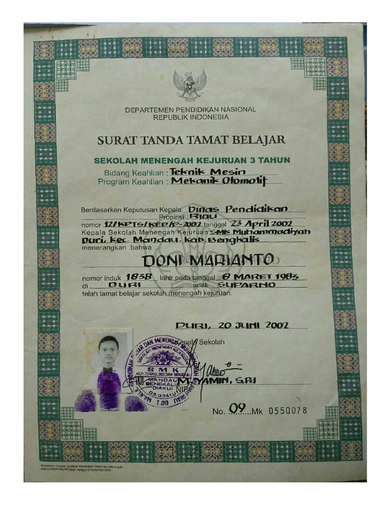 Detail Foto Ijazah Smk Nomer 15