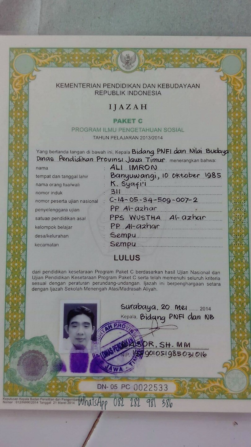 Foto Ijazah Smk Asli - KibrisPDR