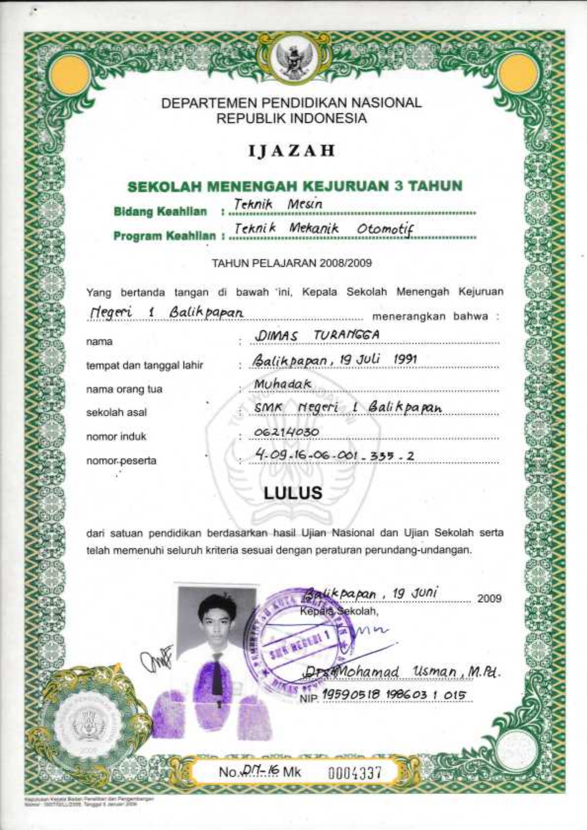 Detail Foto Ijazah Smk Asli Nomer 7