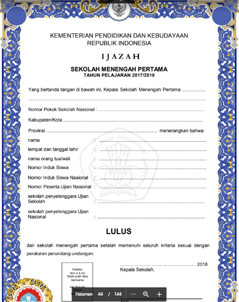 Detail Foto Ijazah Smp Nomer 22