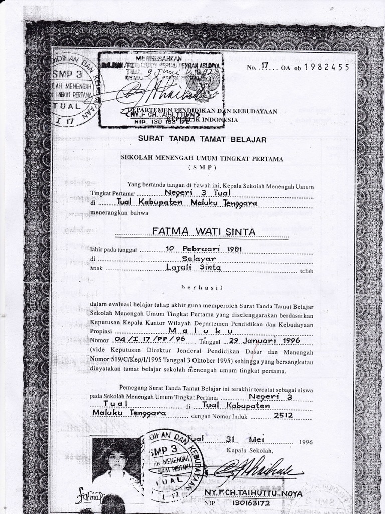 Detail Foto Ijazah Smp Nomer 36