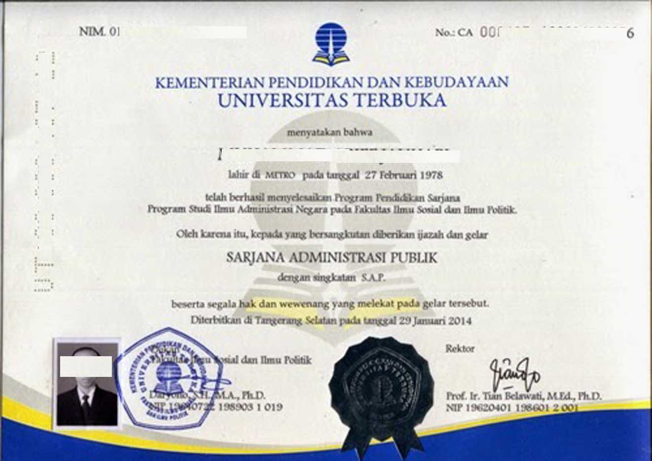 Foto Ijazah Ut - KibrisPDR