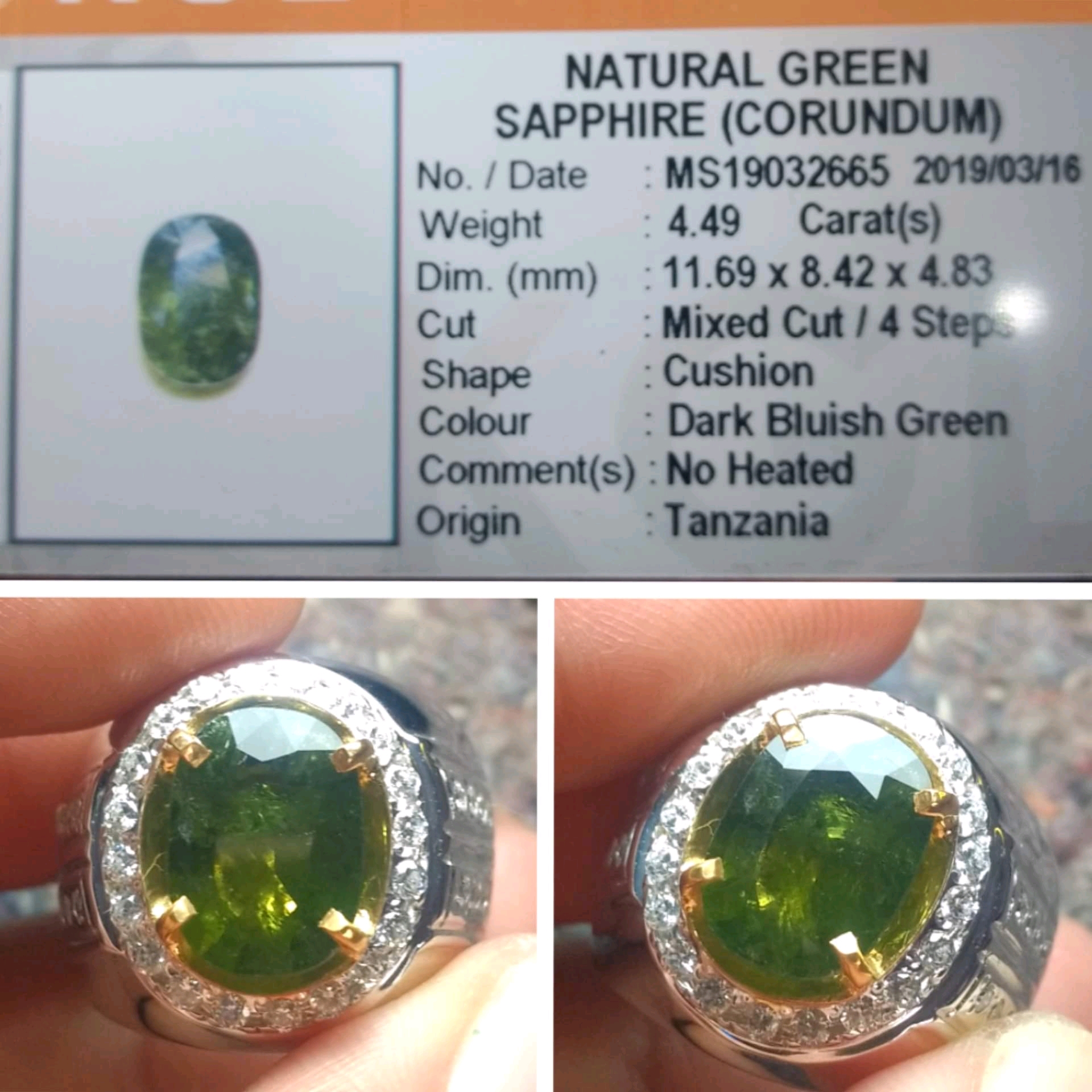 Detail Batu Green Safir Ceylon Nomer 18