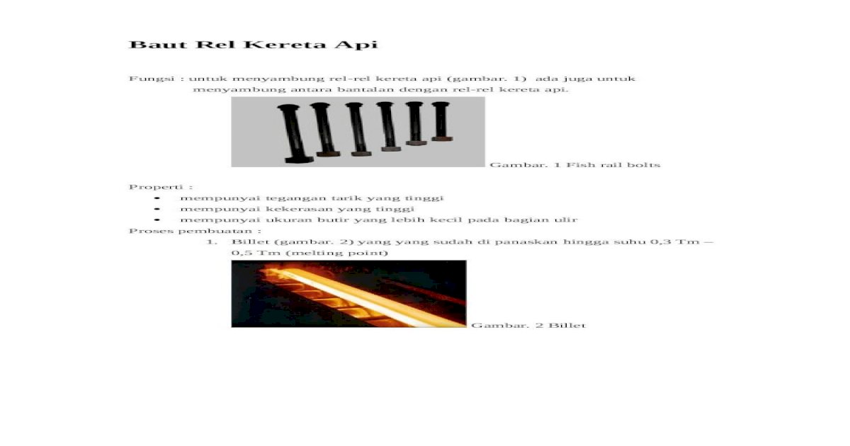 Detail Baut Rel Kereta Api Nomer 47