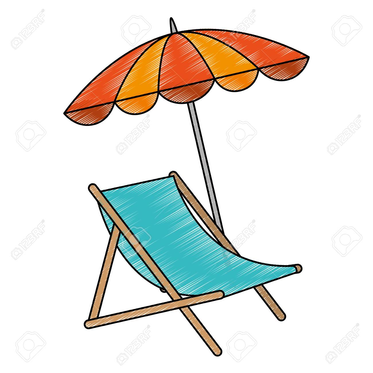 Detail Beach Chair With Umbrella Clipart Nomer 5