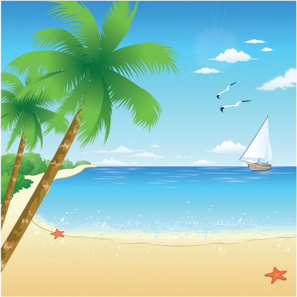 Detail Beach Vector Background Nomer 24
