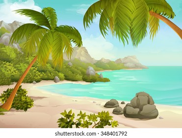 Detail Beach Vector Background Nomer 38