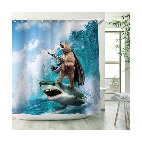 Detail Bear Shark Shower Curtain Nomer 17