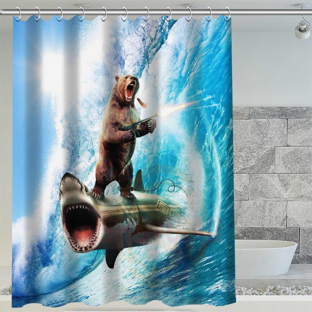 Detail Bear Shark Shower Curtain Nomer 3