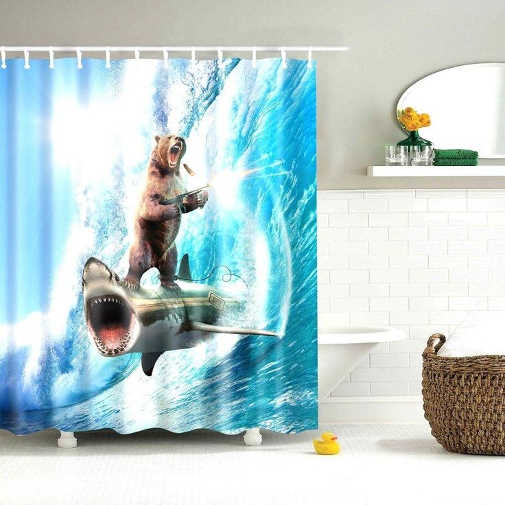 Detail Bear Shark Shower Curtain Nomer 30