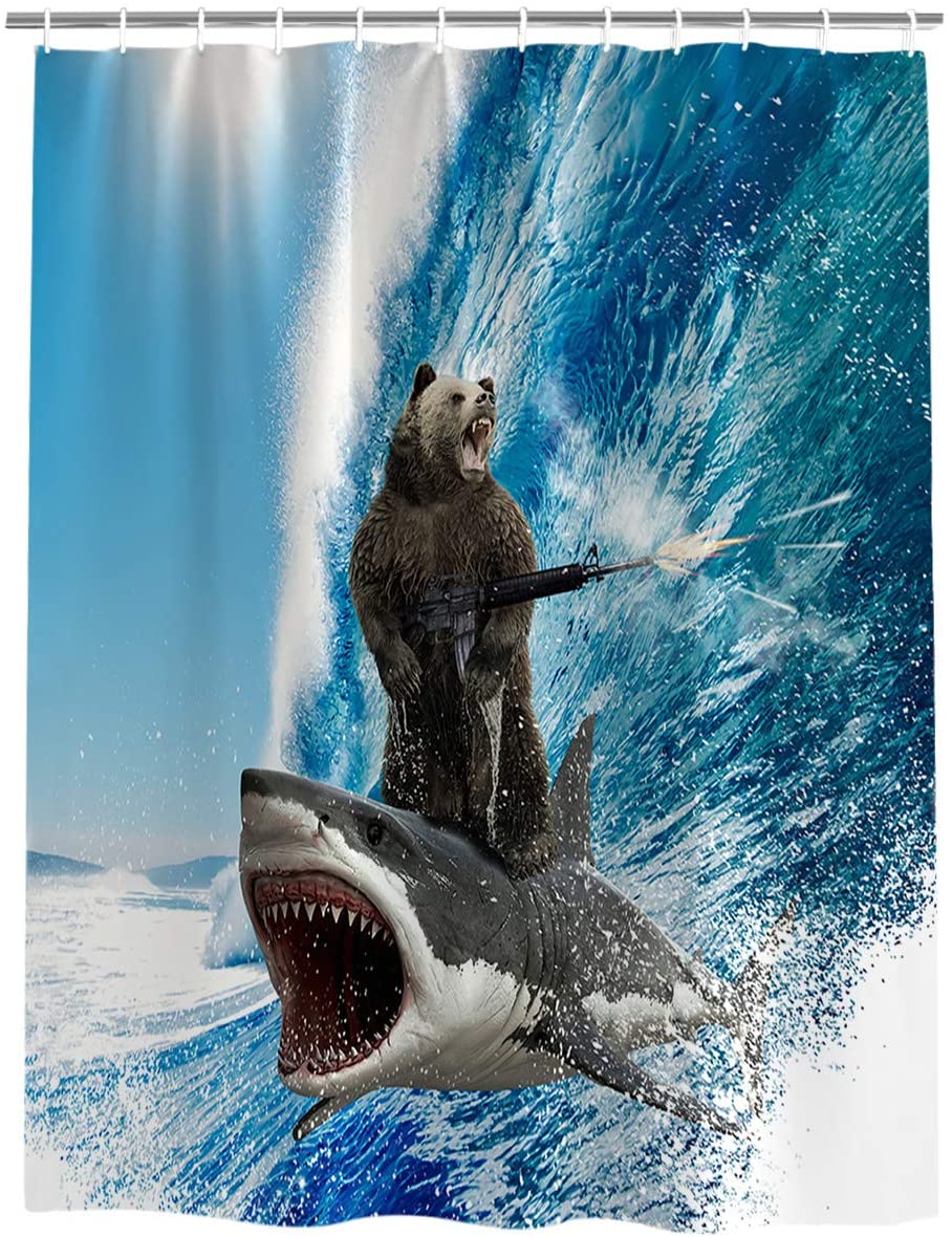 Detail Bear Shark Shower Curtain Nomer 5