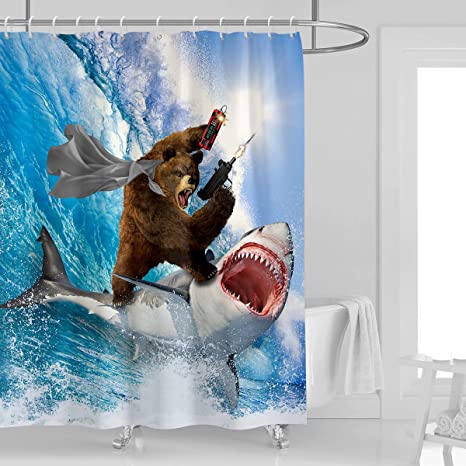 Detail Bear Shark Shower Curtain Nomer 6