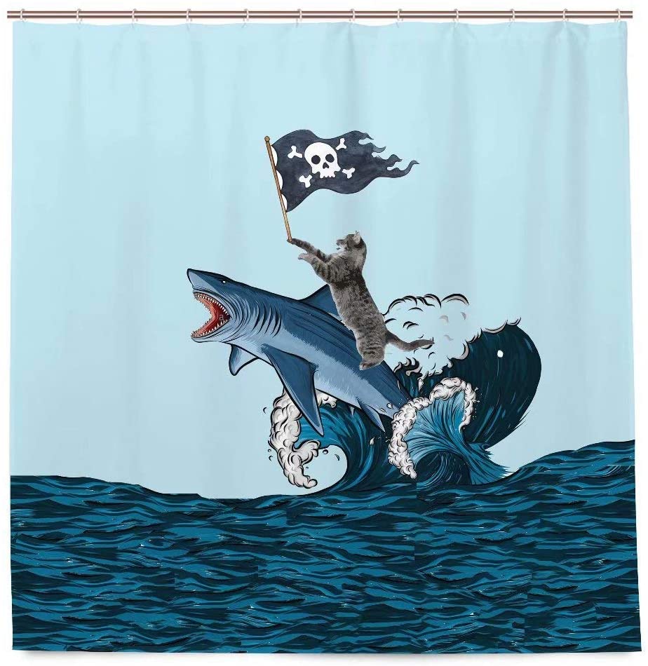 Detail Bear Shark Shower Curtain Nomer 53