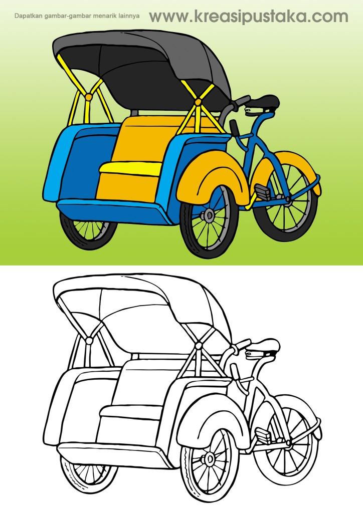 Detail Becak Mewarnai Gambar Delman Nomer 6