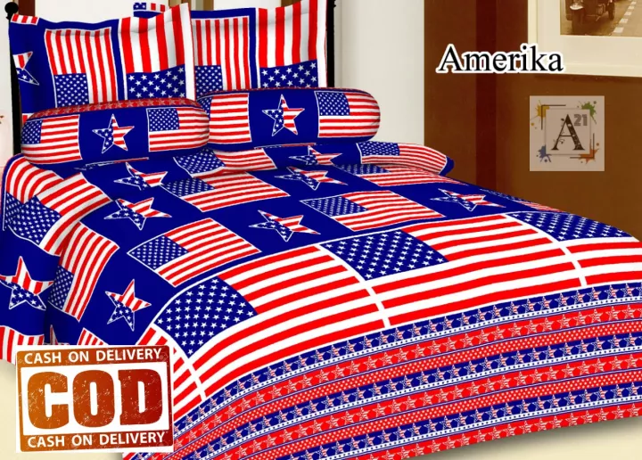 Detail Bed Cover Bendera Amerika Nomer 19