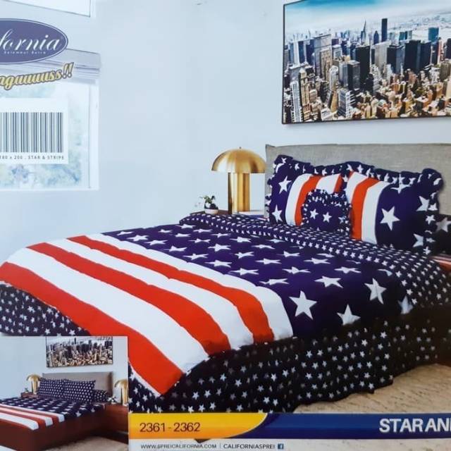 Detail Bed Cover Bendera Amerika Nomer 20