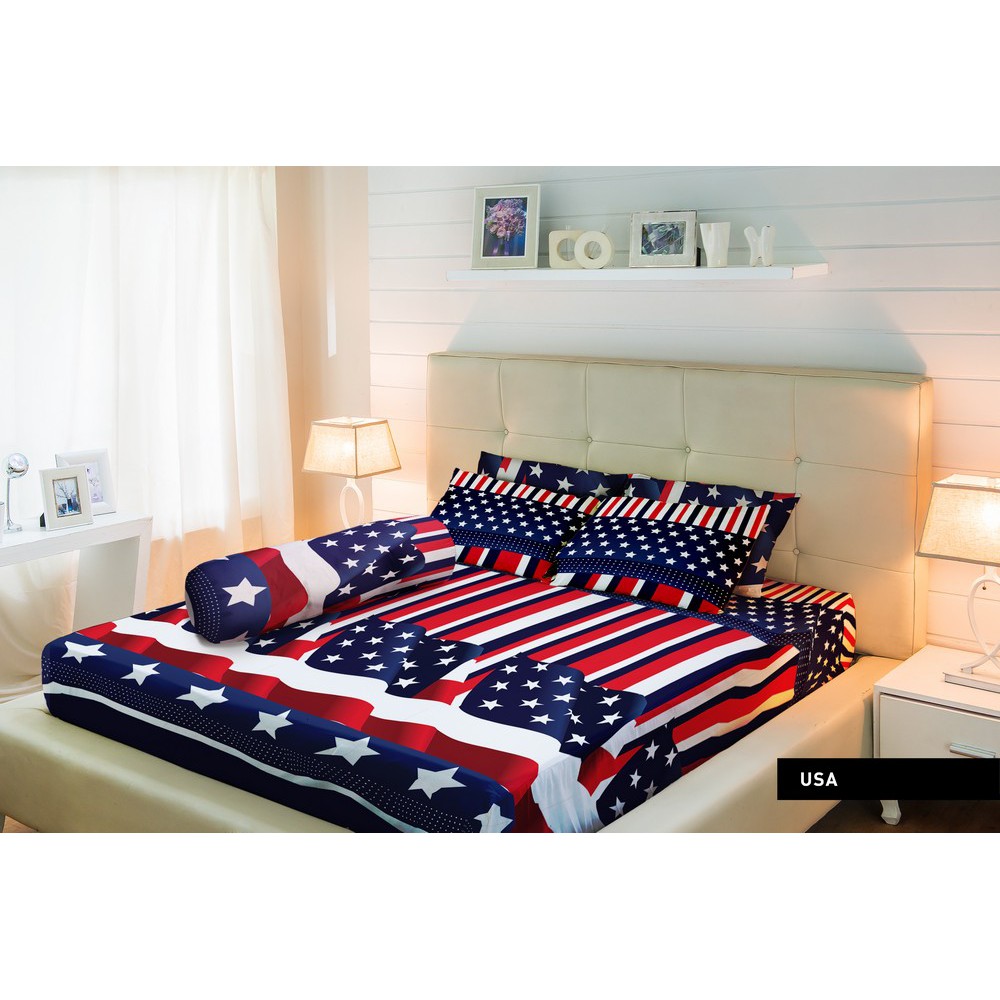 Detail Bed Cover Bendera Amerika Nomer 29