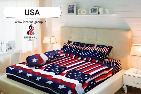 Detail Bed Cover Bendera Amerika Nomer 32