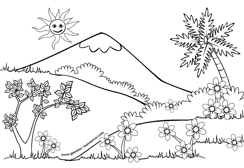 Detail Belajar Mewarnai Gambar Pemandangan Alam Nomer 10