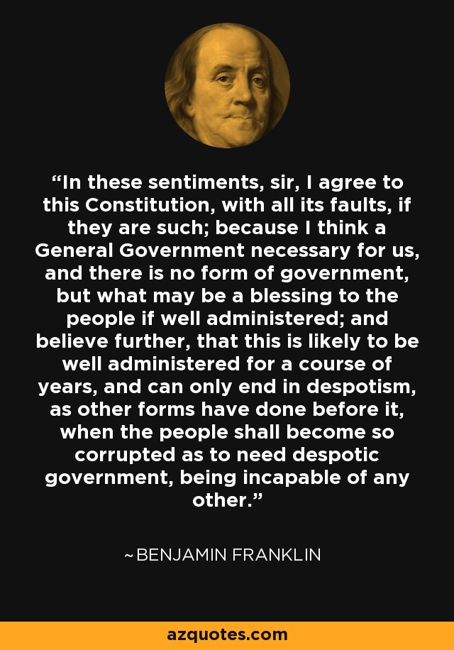 Detail Benjamin Franklin Quotes On Democracy Nomer 25
