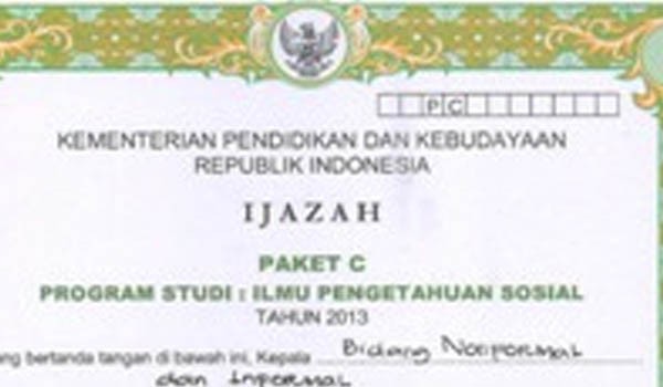 Detail Bentuk Ijazah Paket C Nomer 30