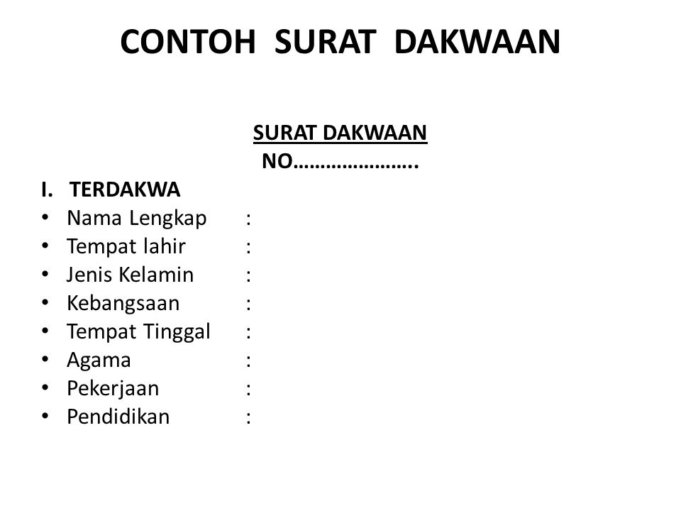 Detail Bentuk Surat Dakwaan Nomer 43