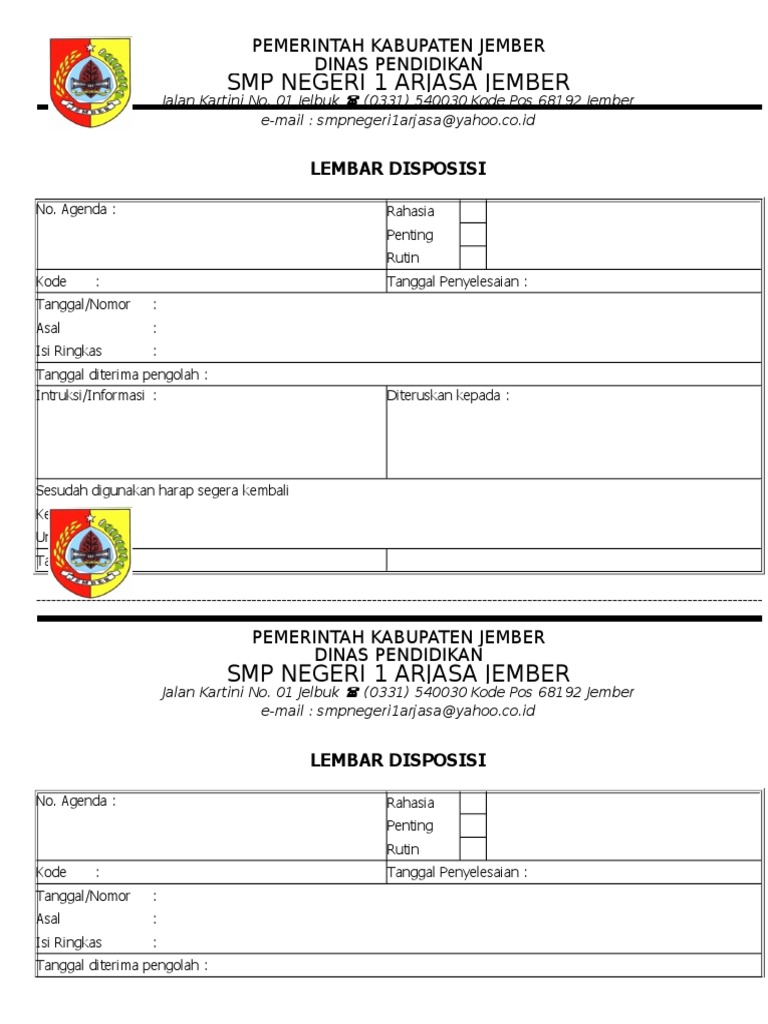 Detail Bentuk Surat Disposisi Nomer 15